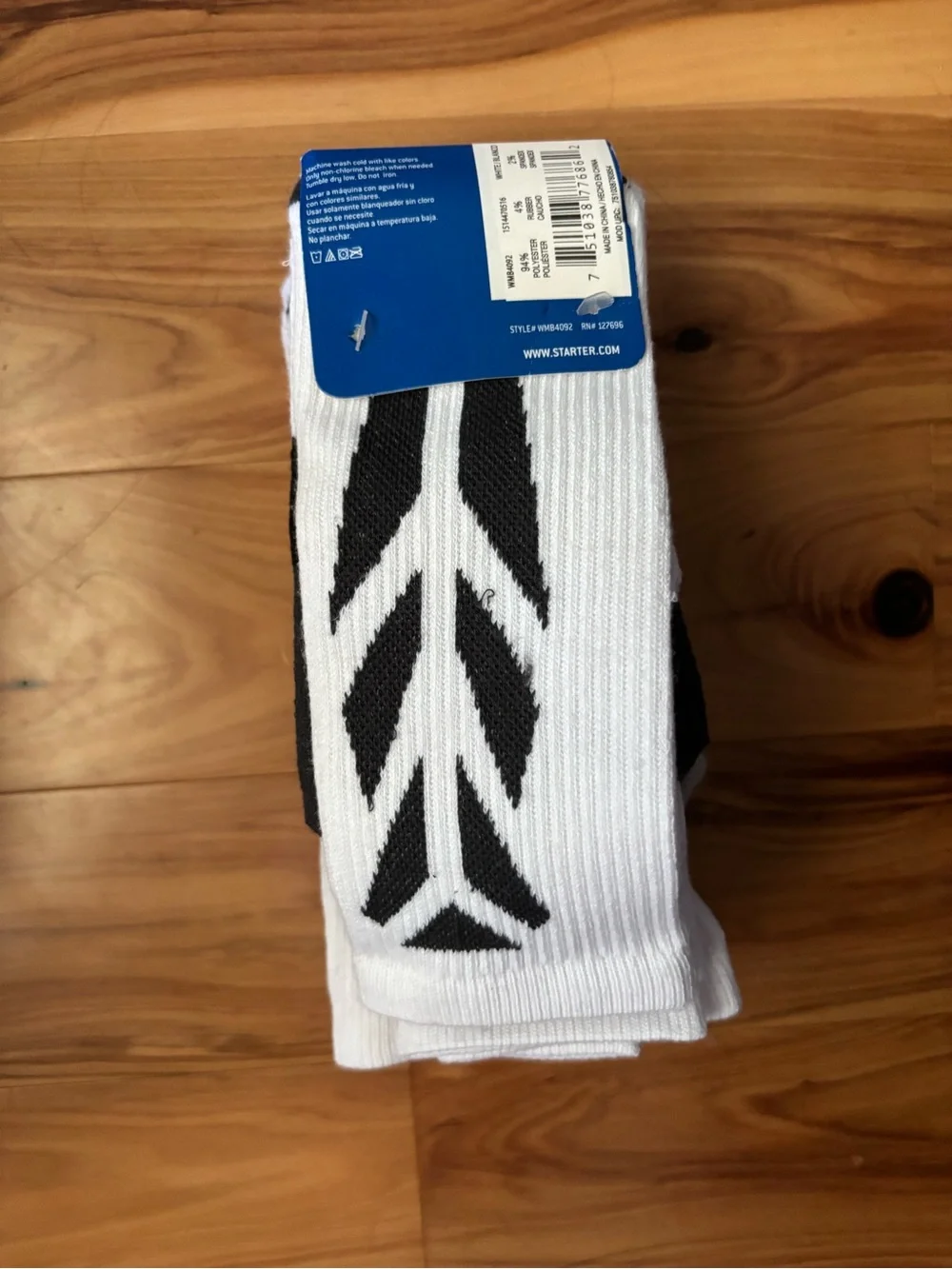 STARTER White & Navy Boys' Crew Athletic Socks - 3 Pack +1 Bonus